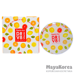 FarmStay DR-V8 Vitamin UV Pact SPF 50/PA+++ 21 Beige (+refill) Компактная пудра с витаминами SPF 50/PA+++, №21 Беж, со сменным блоком, FarmStay