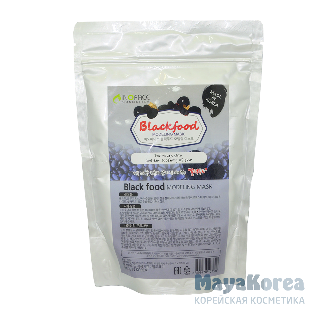 INOFACE Blackfood Modeling Mask, 200g Альгинатная маска с древесным углем, 200г, INOFACE