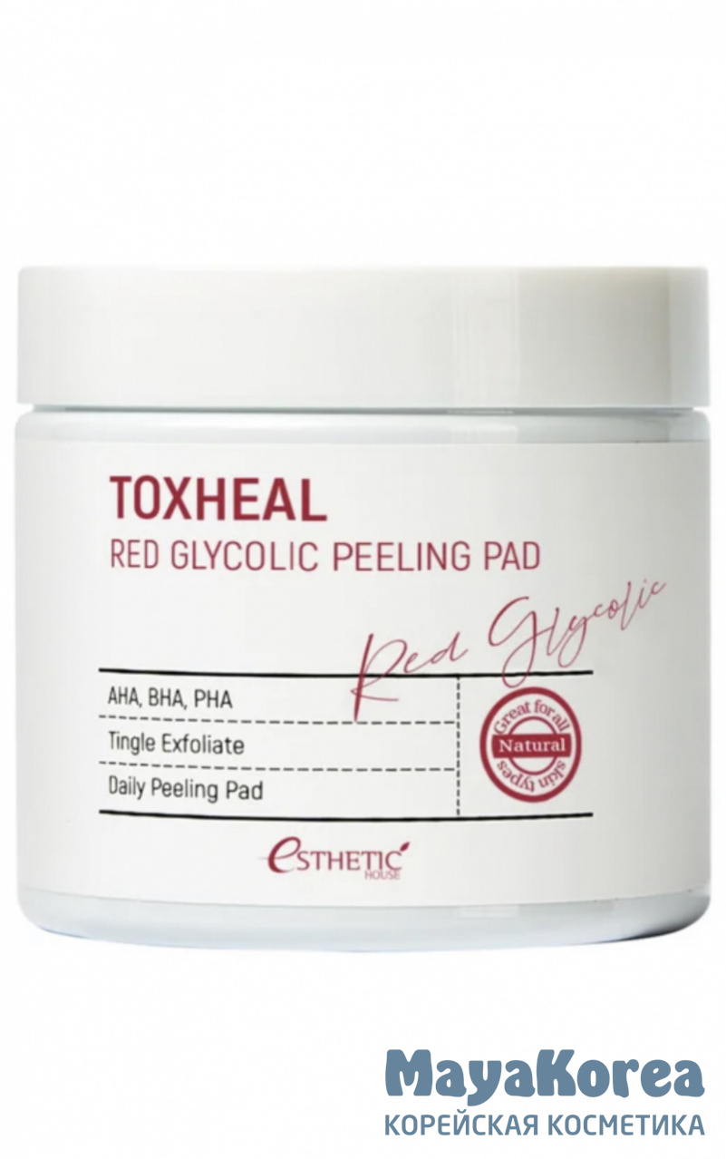 [ESTHETIC HOUSE] Пилинг-подушечки МИНДАЛЬНЫЕ Toxheal
Red Glyucolic Peeling Pad, 100 мл (100 шт)
