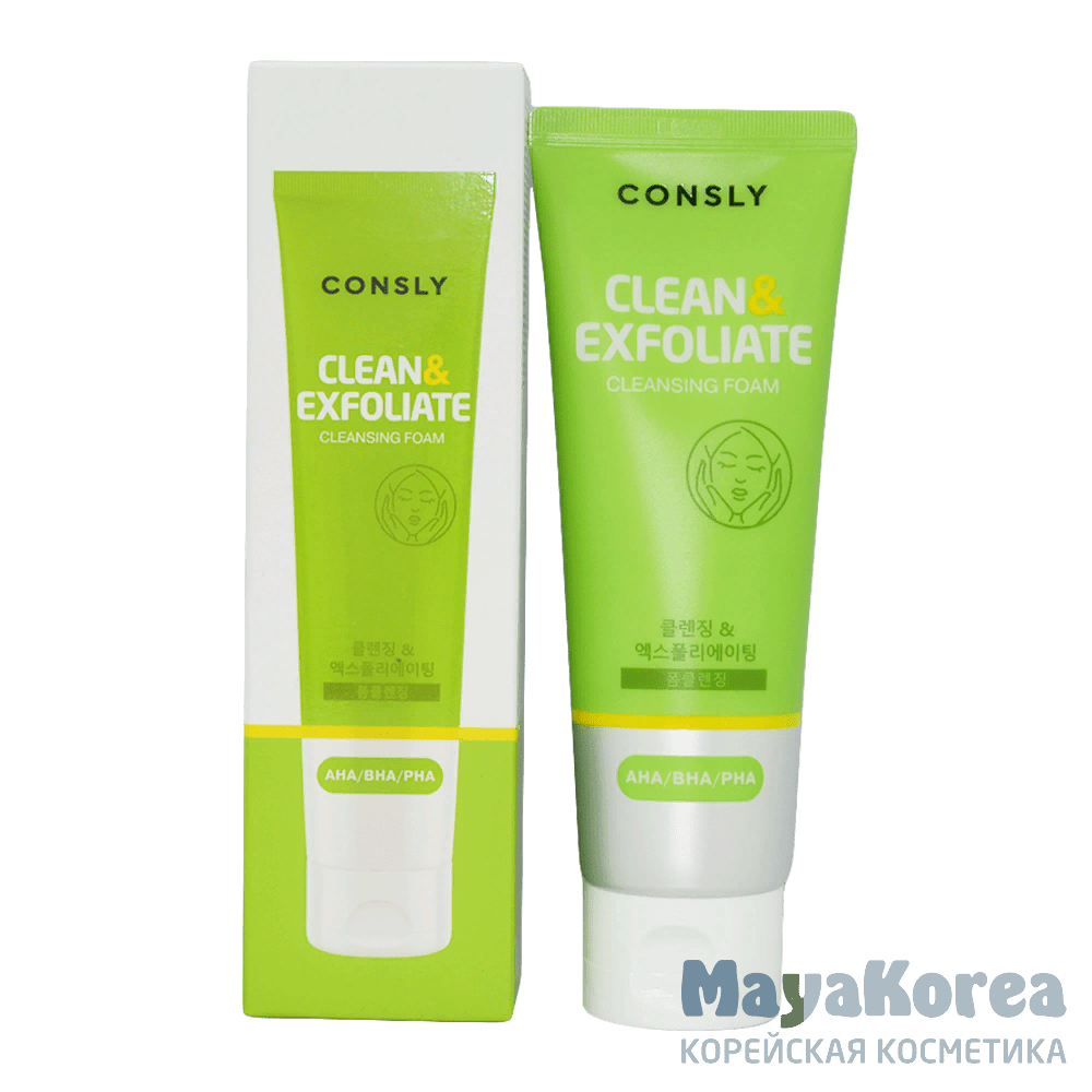 Consly умывание. CONSLY пенка для умывания с Aha, BHA, pha кислотами - Cleansing Foam clean&exfoliate, 120мл. CONSLY clean exfoliate пенка. CONSLY пенка Aha, BHA, pha. Пенки для умывания CONSLY С Aha, BHA, pha 120 мл.