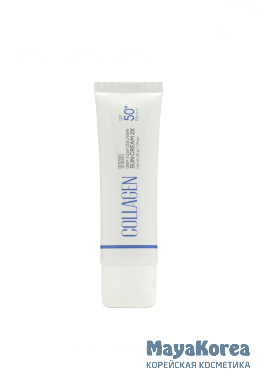 TENZERO DEEP AQUA COLLAGEN SUN CREAM 2X Солнцезащитный крем с коллагеном 50гр