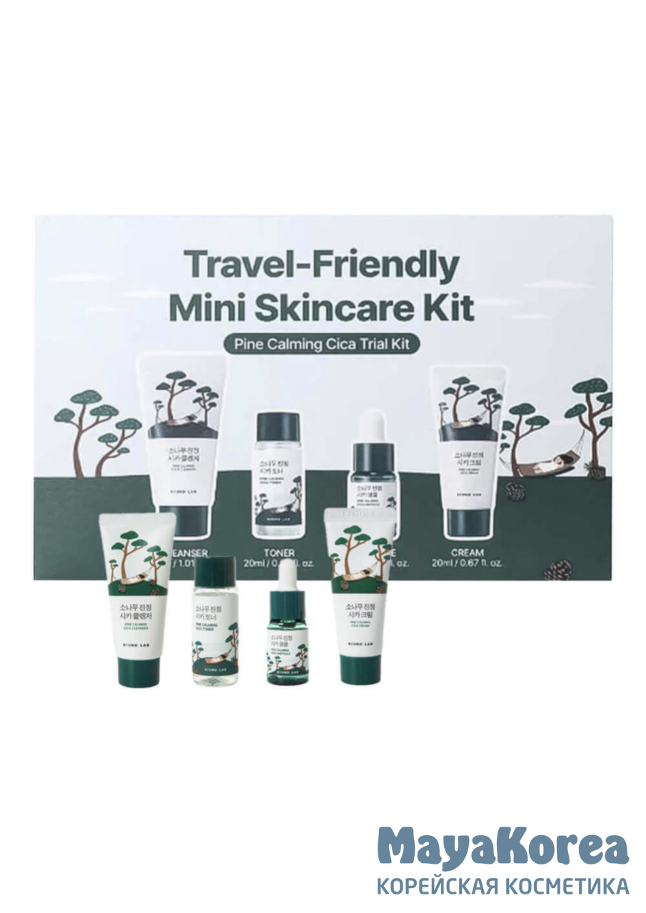 ROUND LAB Набор миниатюр с экстр. сосны и центеллы Pine Calming Cica Trial Kit (30мл+20мл+10мл+20мл)