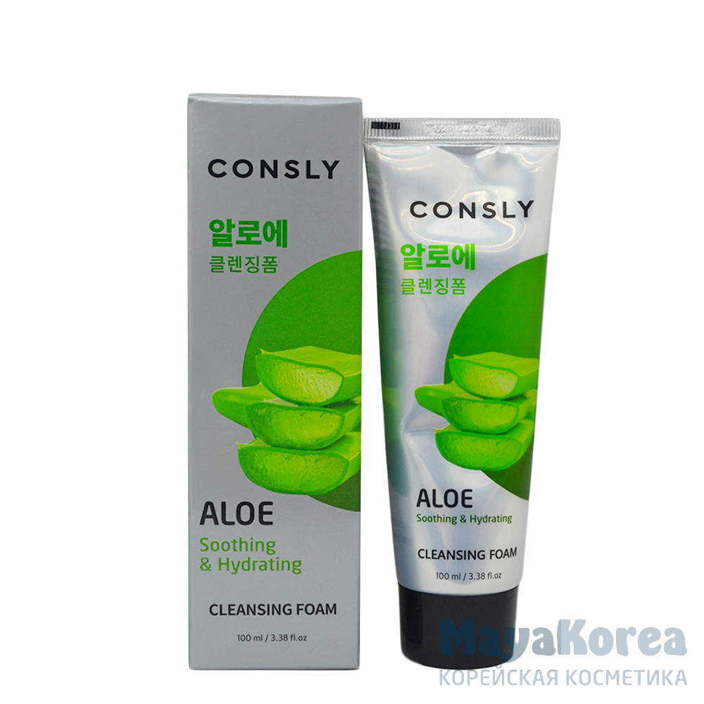 Consly умывание. CONSLY Aloe Vera. CONSLY пенка для умывания с алоэ. CONSLY Aloe Vera Soothing creamy Cleansing Foam, 100ml.