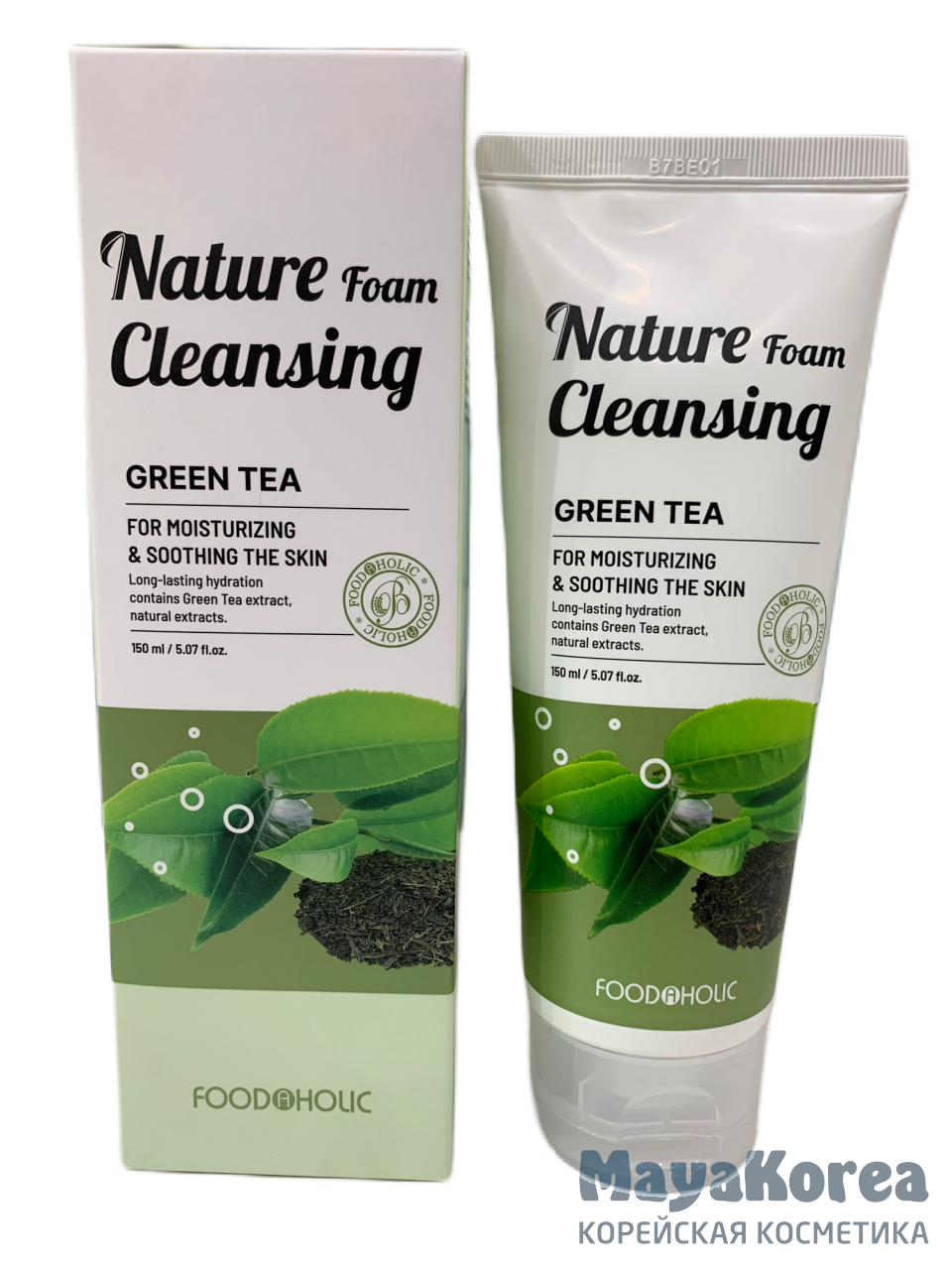BELOVE FOOD@HOLIC NATURE FOAM CLEANSING GREEN TEA Пенка для лица с зеленым чаем 150мл.