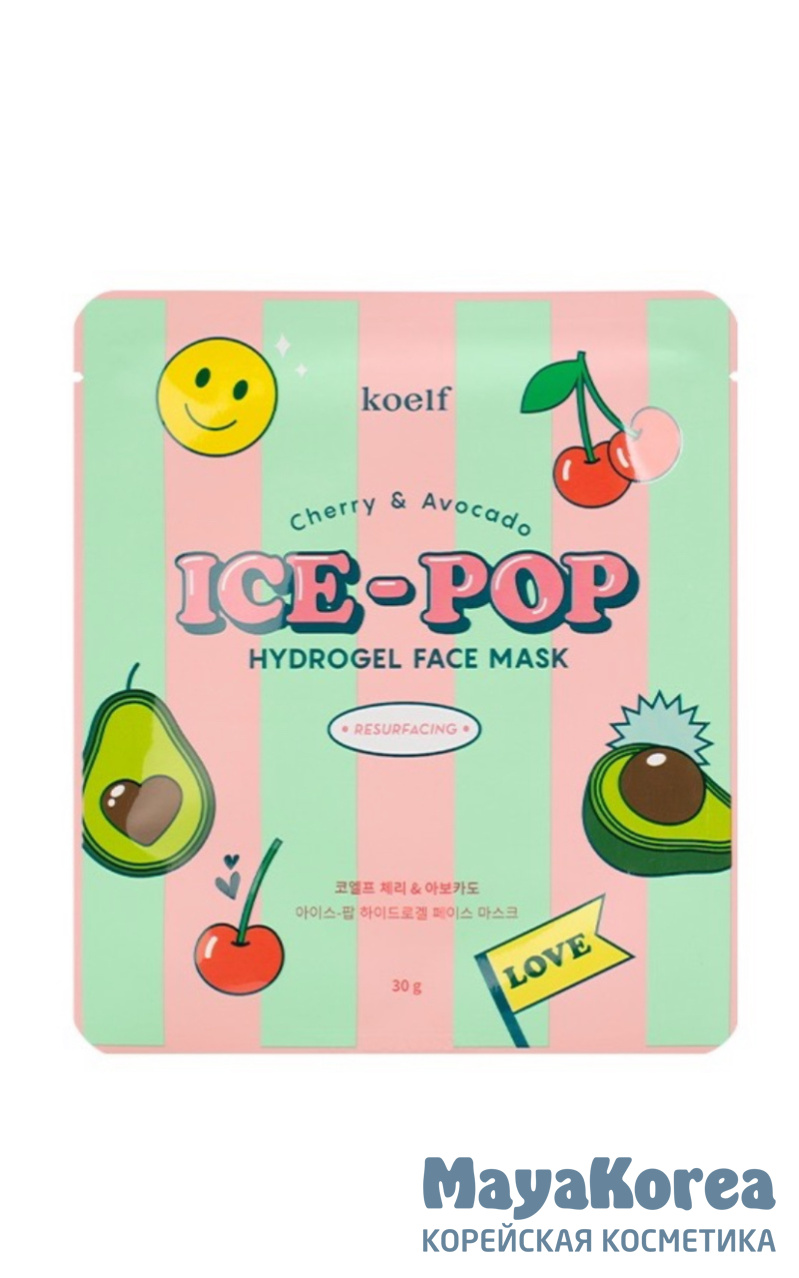 Koelf Маска гидрогелевая с вишней и авокадо – Cherry&avocado hydrogel face mask, 30г