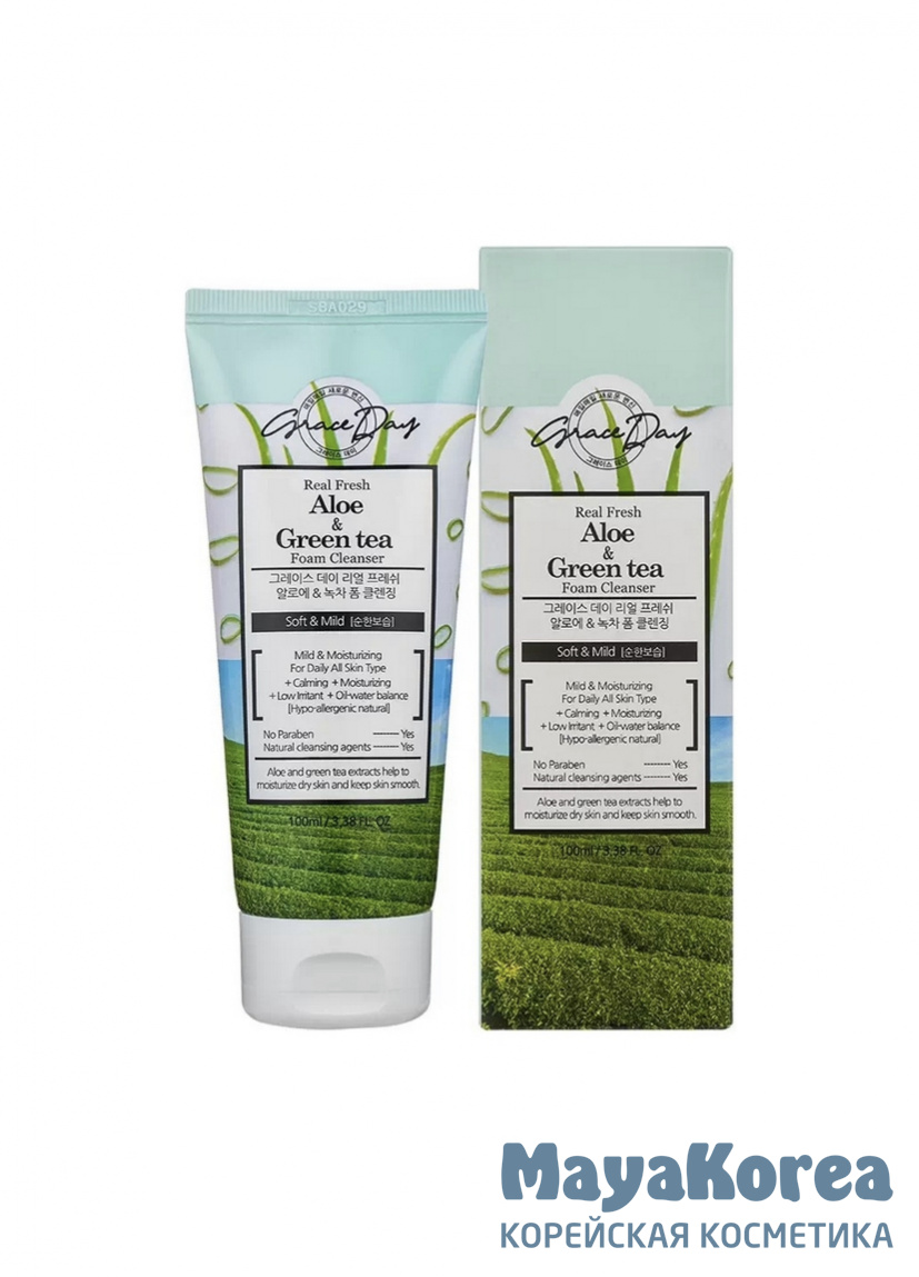 Grace Day Real Fresh Aloe & Green Tea Foam Cleanser, 100ml Grace Day Real Fresh Aloe & Green Tea Foam Cleanser, 100ml