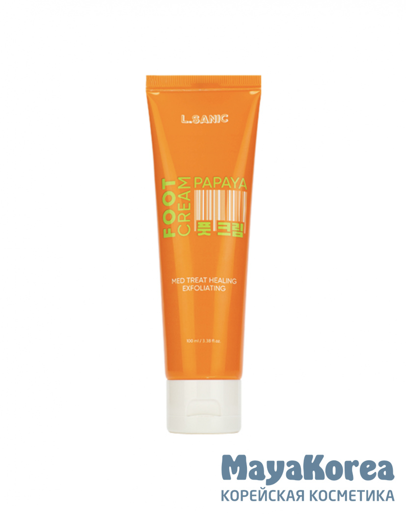Отшелушивающий пилинг-крем для ног с экстрактом папайи, 100мл, L.SanicMed Treat Healing Exfoliating Foot Cream with Papaya Enzymes, 100ml