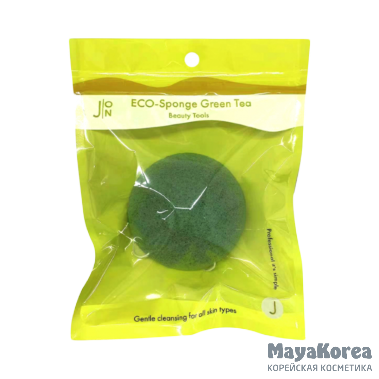 [J:ON] Спонж конняку ЗЕЛЕНЫЙ ЧАЙ ECO-Sponge Green Tea