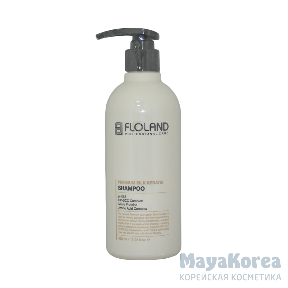 Шампунь восстанавливающий с кератином Floland Premium Silk Keratin Shampoo (530 мл)