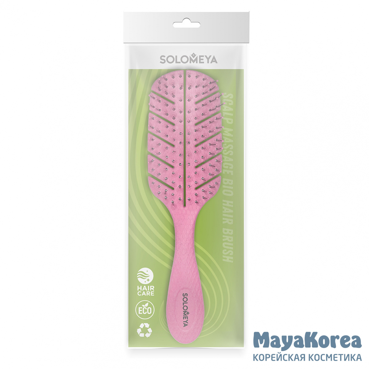 [SOLOMEYA] Расческа био для волос массажная СВЕТЛО-РОЗОВАЯ Solomeya Scalp massage bio hair brush Light pink, 1 шт.