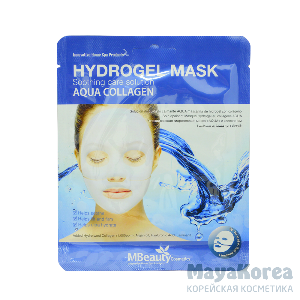 MBeauty Aqua Collagen Hydrogel Mask, 25g Успокаивающая увлажняющая гидрогелевая маска с коллагеном, 25г, MBeauty