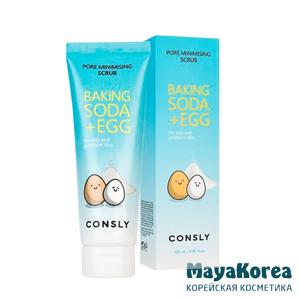 Consly Baking Soda & Egg Pore Minimising Scrub, 120g Скраб для лица с содой и яичным белком, 120г, Consly