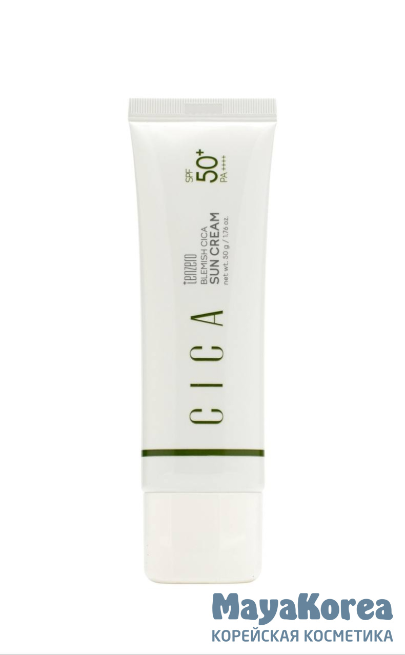 TENZERO Blemish Cica Sun Cream SPF 50+ PA++++, 50g Успокаивающий солнцезащитный крем с центеллой азиатской SPF 50+/PA++++, 50г, TENZERO