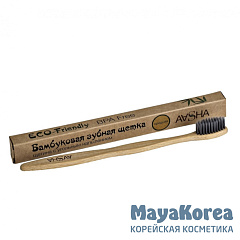 [AASHA HERBALS] Зубная щетка бамбуковая СРЕДНЯЯ/MEDIUM с угольной щетиной, 1 шт