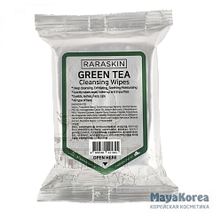 RARASKIN Cleansing Wipes Green Tea, 30pcs Очищающие салфетки для лица с экстрактом зеленого чая, 30шт, RARASKIN