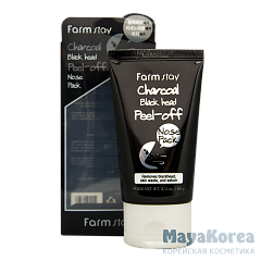 FarmStay Charcoal Black Head Peel-off Nose Pack, 60g Маска-пленка с углем для носа, 60г, FarmStay