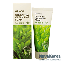 LEBELAGE Green Tea Cleansing Foam, 100ml Пенка для умывания с экстрактом зеленого чая, 100мл, LEBELAGE