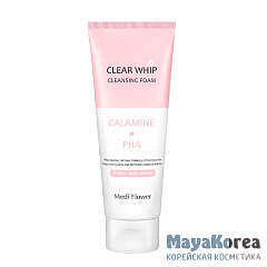 MEDIFLOWER Минеральная пенка для умывания с каламином и PHA кислотами (120мл) / Mediflower Calamine Clear Whip Cleansing Foam