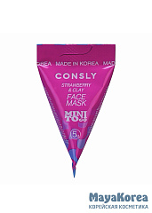 Consly Mini To Go Strawberry & Clay Face Mask, 5g Глиняная маска с цинком и экстрактом клубники, 5г, Consly