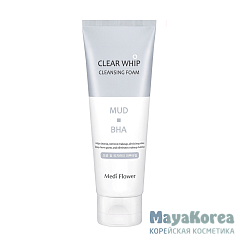 MEDIFLOWER Пенка для умывания с белой глиной и BHA кислотами (120мл) / Mediflower Mud Clear Whip Cleansing Foam