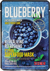 [DERMAL] Маска для лица тканевая ГОЛУБИКА It's Real Superfood Mask BLUEBERRY, 25 мл