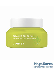 Consly So Basic AHA/BHA/PHA Clearing Gel Cream, 50ml Обновляющий крем-гель с АHA, BHA, PHA-кислотами и экстрактом чайного дерева, пилинг-формула, 50мл, Consly
